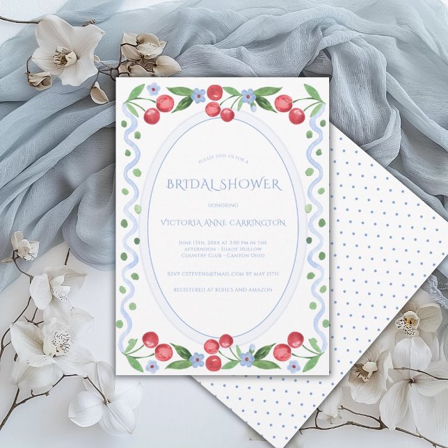 Invitation Cerises Douces Mariage Fantaisiste Vintage (Créateur téléchargé)