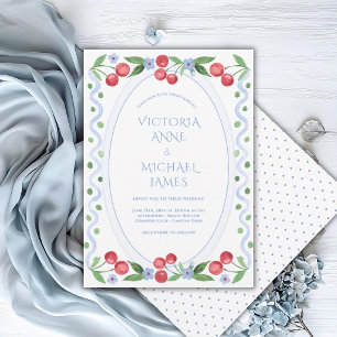 Invitation Cerises Douces Mariage Fantaisiste Vintage