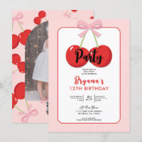 Cerises Rouges avec Nœud Rose Fête d'Anniversaire 