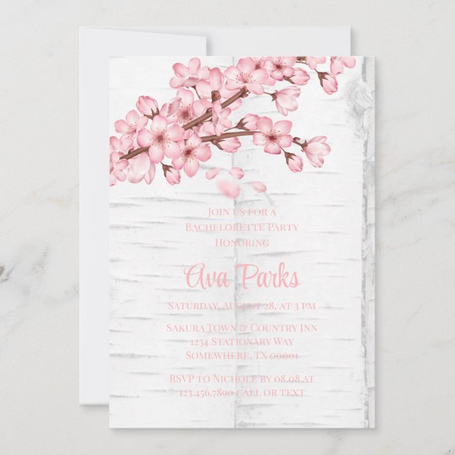 Invitation Cerisier Fleur Arbre Bark Bachelorette Party (Devant)
