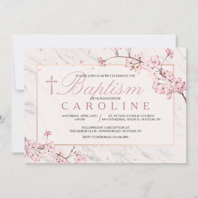 Invitation Cerisier Fleur Cadre Religieux (Devant)