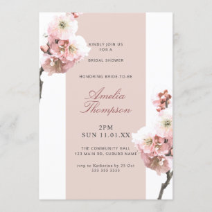 Invitation Cerisier Fleur Dusty Rose Fête des mariées Florale