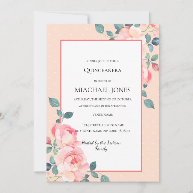 Invitation Cerisier Floral Blush Gold (Devant)
