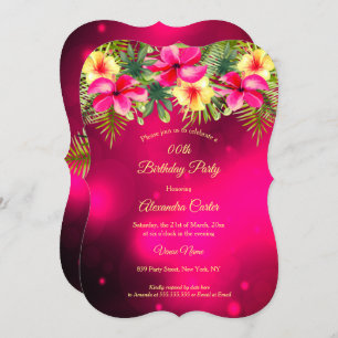 Invitation Cerisier jaune rose Hibiscus Tropical Floral Party
