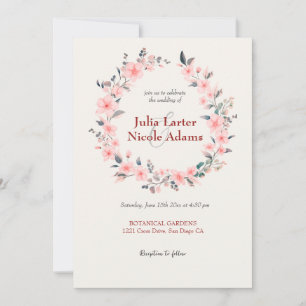 Invitation Cerisier Rose Fleurit Mariage Pluie Florale