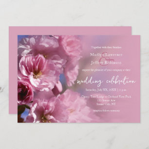 Invitation cerisier rose fleurs mariage de printemps