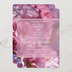 Invitation cerisier rose fleurs mariage de printemps