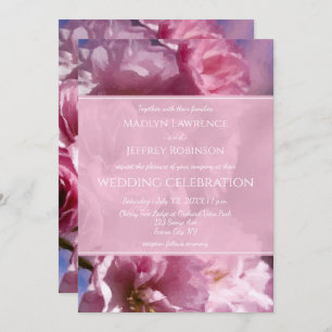 Invitation cerisier rose fleurs mariage de printemps