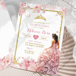 Invitation Cerisier rose or Princesse Quinceañera