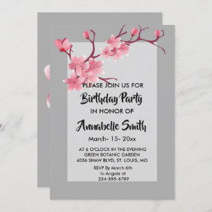 Invitation Cerry    Blossom, fête d'anniversaire