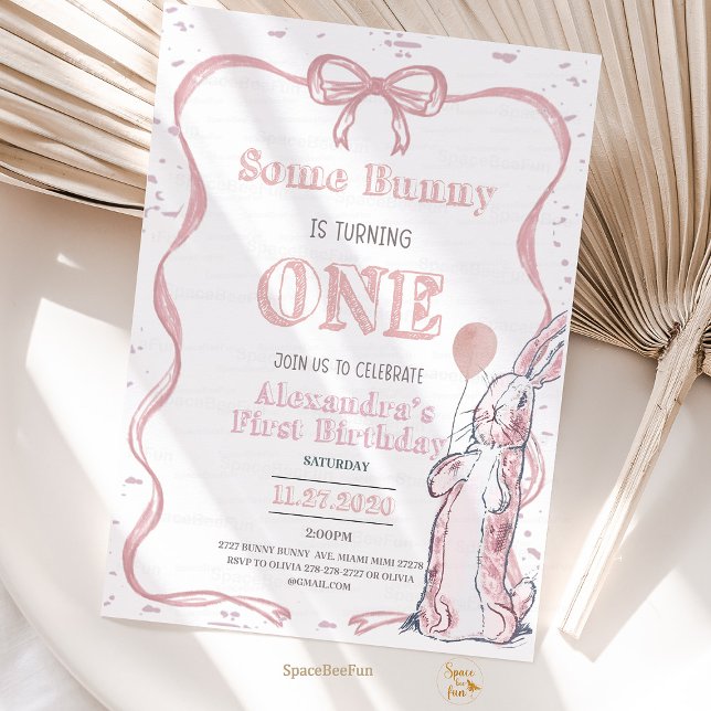Invitation Certain Lapin a un an et lapin de Pâques de printe (Bunny is One, 1st Birthday Invitation, Easter Bunny, Spring Birthday, Bunny Party, First Birthday In)