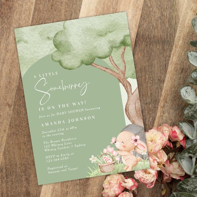 Invitation Certaines fêtes de bébé Forêt de Bunny en bois (Créateur téléchargé)
