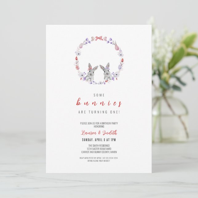 Invitation Certains Bunnies En Font Un, Anniversaire Du Print (Debout devant)
