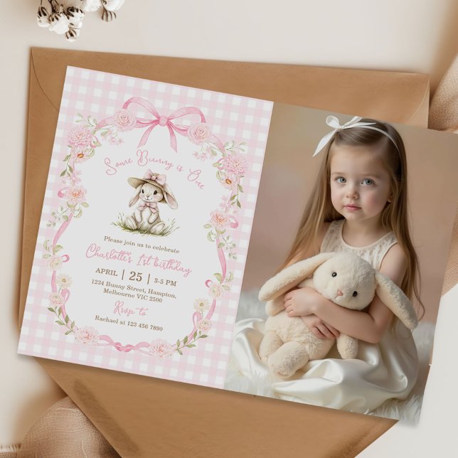 Invitation Certains Lapin est un Anniversaire de 1 an avec un (Créateur téléchargé)