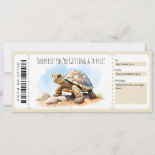 Invitation Certificat cadeau à la tortue modifiable pour les