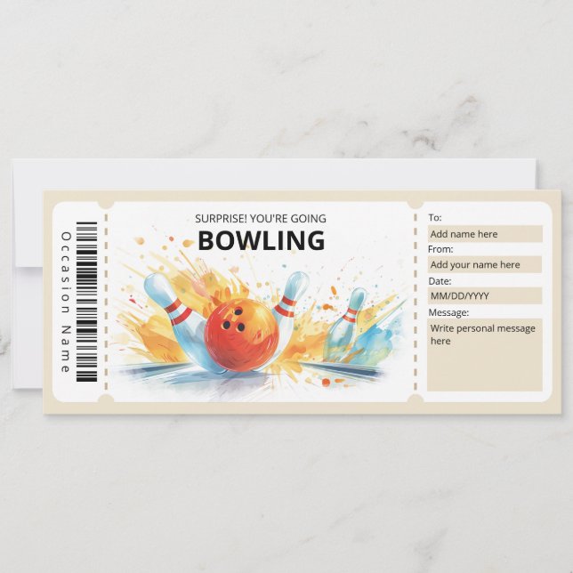 Invitation Certificat cadeau Bowling, Bon cadeau Bowling (Devant)