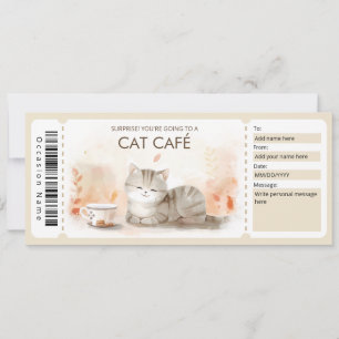 Invitation Certificat cadeau Cat Cafe pour un amoureux des ch