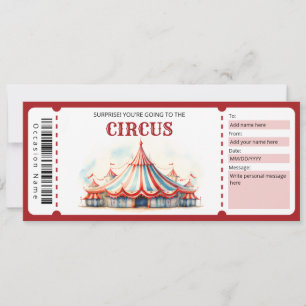 Invitation Certificat cadeau de billets Circus Surprise