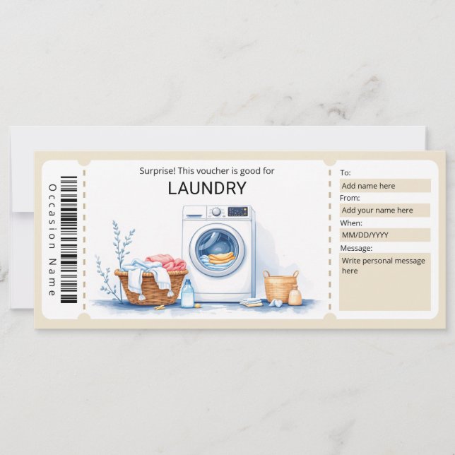 Invitation Certificat-cadeau de blanchisserie  (Devant)