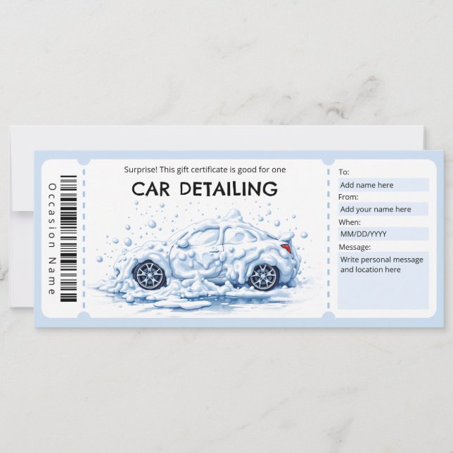 Invitation Certificat Cadeau de Detailing de Voiture (Devant)