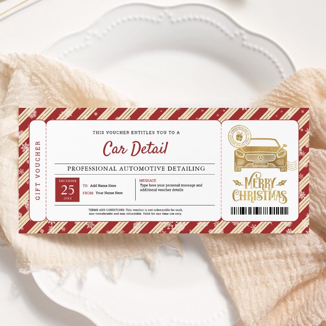 Invitation Certificat Cadeau de Détailing de Voiture de Noël (Créateur téléchargé)
