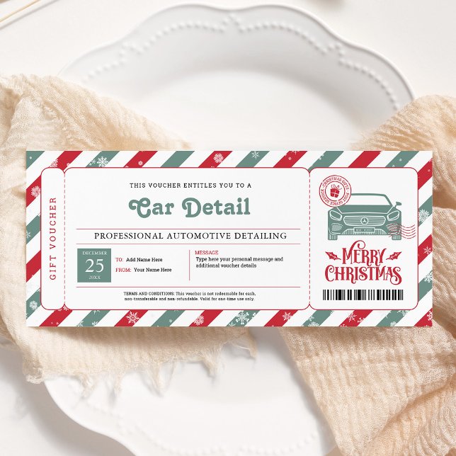 Invitation Certificat Cadeau de Detailing de Voiture de Noël (Créateur téléchargé)
