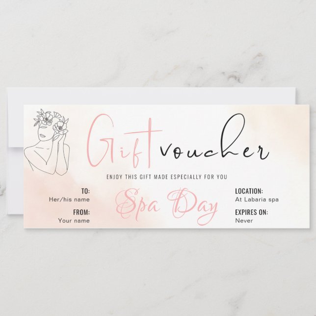 Invitation Certificat cadeau de jour pour Spa personnalisé (Devant)
