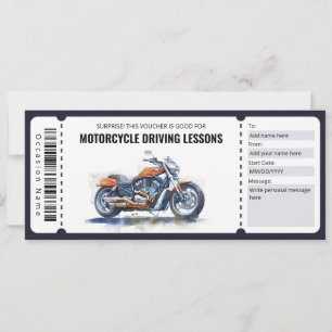 Invitation Certificat cadeau de leçons de conduite de moto