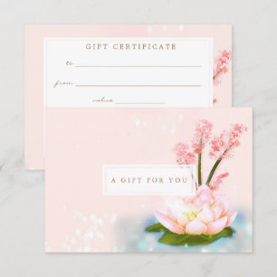 Invitation Certificat cadeau de Lotus Yoga Spa de fleurs rose