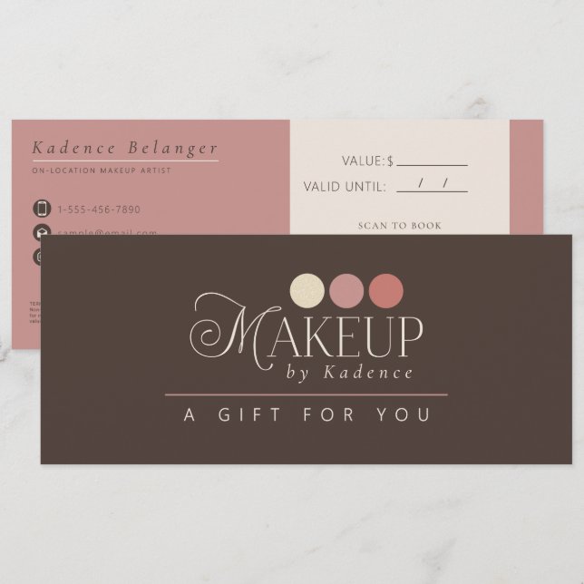 Invitation Certificat Cadeau de Maquilleur Professionnel Mode (Devant / Derrière)