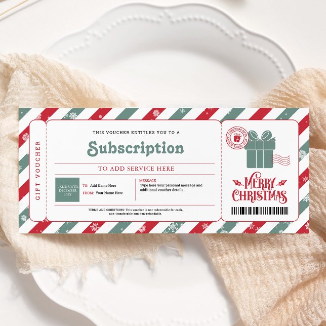 Invitation Certificat Cadeau de Noël du Service d'Abonnement (Créateur téléchargé)
