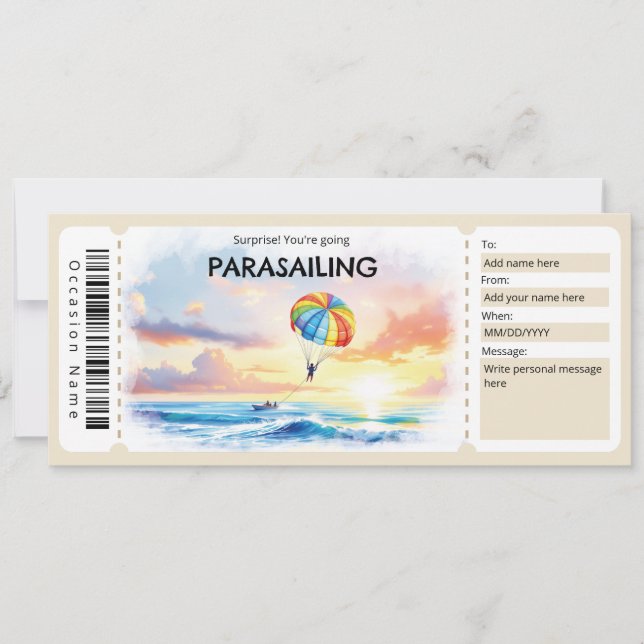 Invitation Certificat-cadeau de parasailing (Devant)