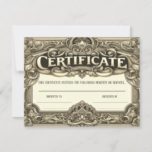 Invitation Certificat cadeau d'or personnalisé pour les invit