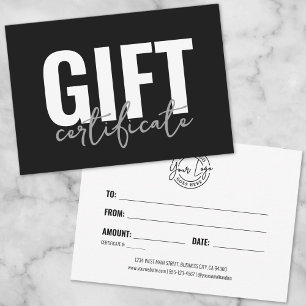 Invitation Certificat Cadeau Entreprise Écriture Moderne Logo