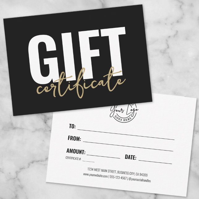Invitation Certificat Cadeau Entreprise Logo Or Noir (Your Logo Black Gold Business Gift Certificate Invitation )