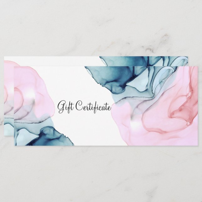 Invitation Certificat cadeau Ethereal Turquoise & Pink Inky G (Devant / Derrière)