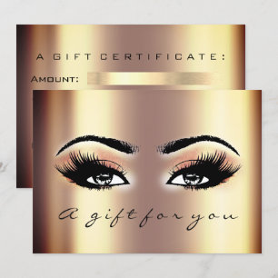 Invitation Certificat cadeau Gold Blush Lash Beauty Maquillag