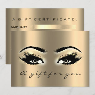 Invitation Certificat cadeau Gold Lashes Beauty Maquillage