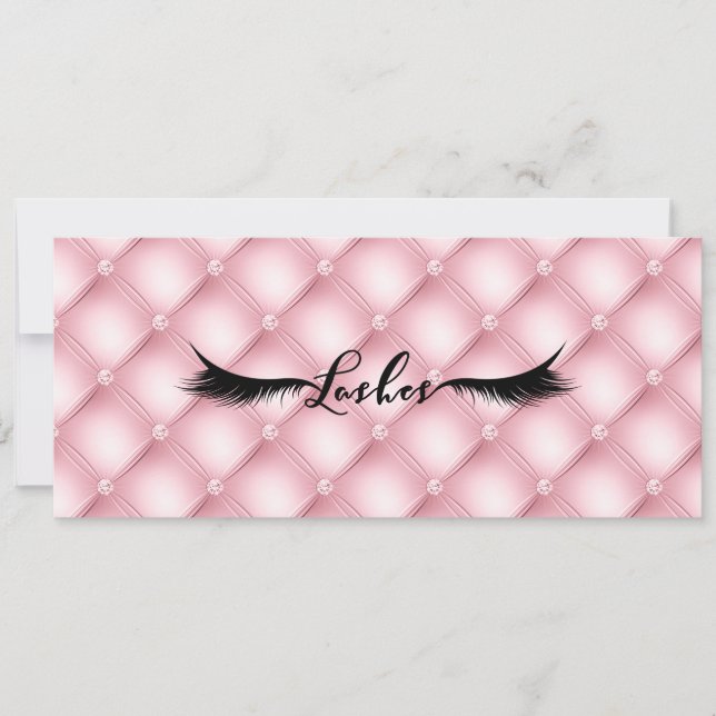 Invitation Certificat Cadeau LASHES Pink Plush Diamonds Glam (Devant)