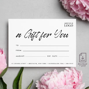 Invitation Certificat cadeau moderne chic pour petites entrep