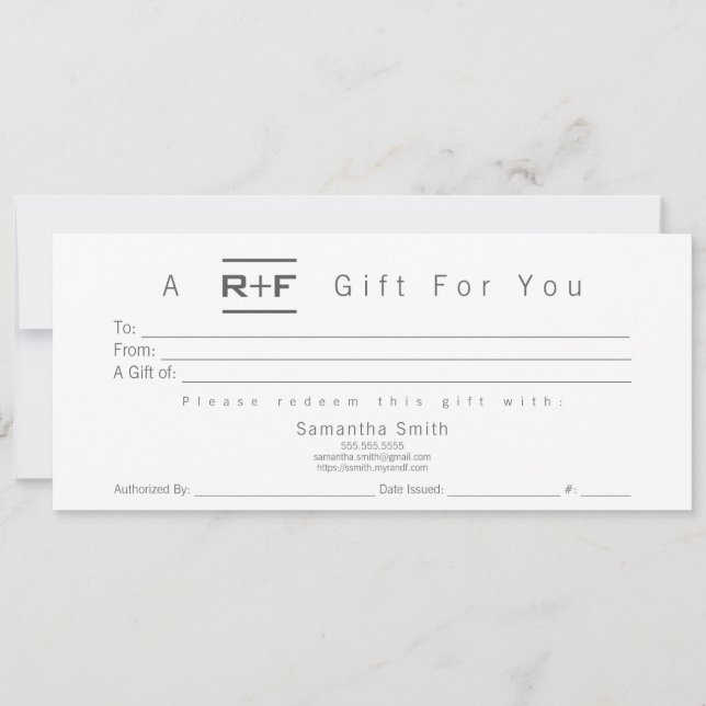 Invitation Certificat cadeau moderne R+F (Devant)