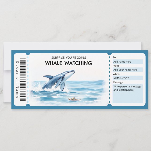 Invitation Certificat Cadeau Observation de Baleines (Devant)