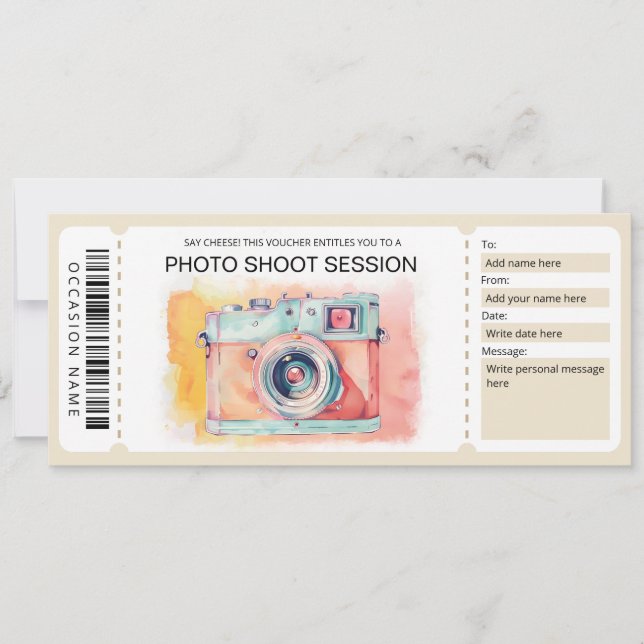 Invitation Certificat cadeau Photoshoot (Devant)