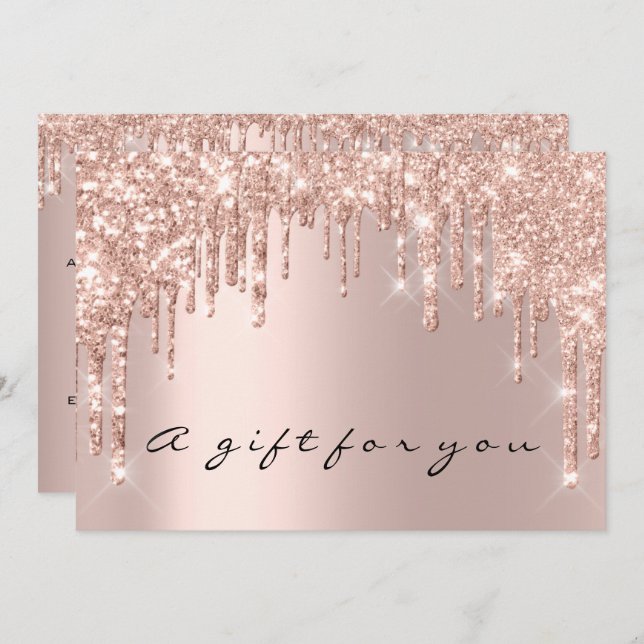Invitation Certificat cadeau Rose Gold Maquillage Poils Lashe (Devant / Derrière)