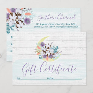 Invitation Certificat cadeau Southern Floral Cotton Moon Card