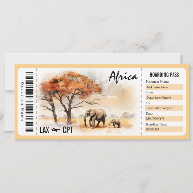 Invitation Certificat cadeau Surprise Africa Boarding Pass (Devant)