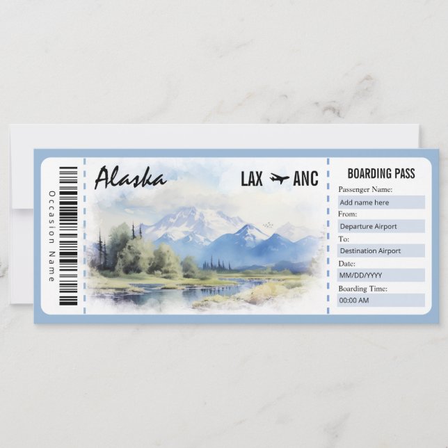 Invitation Certificat cadeau Surprise Alaska Boarding Pass (Devant)