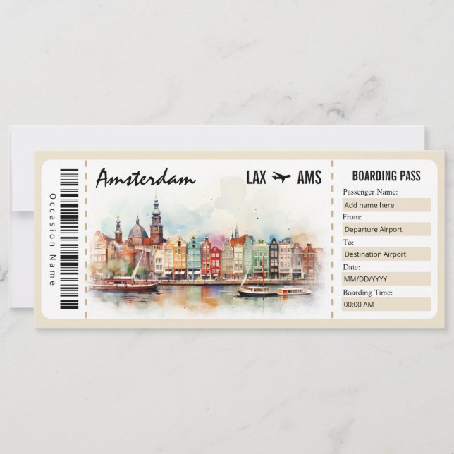 Invitation Certificat cadeau Surprise Amsterdam Boarding Pass (Devant)