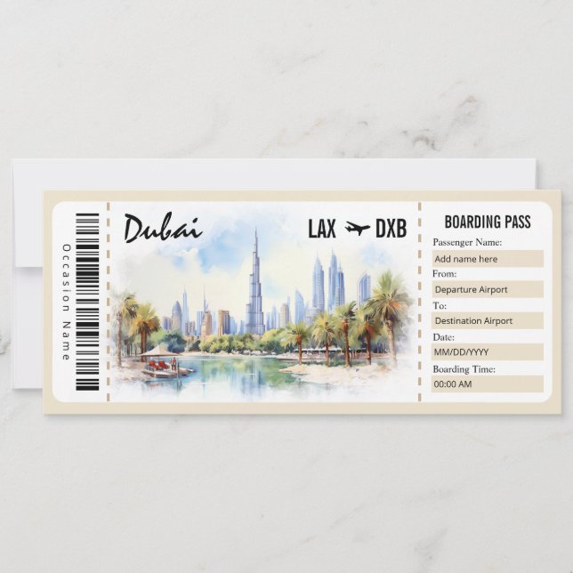 Invitation Certificat cadeau Surprise Dubai Boarding Pass (Devant)