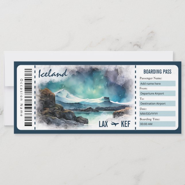 Invitation Certificat cadeau Surprise Islande Embarquement Pa (Devant)